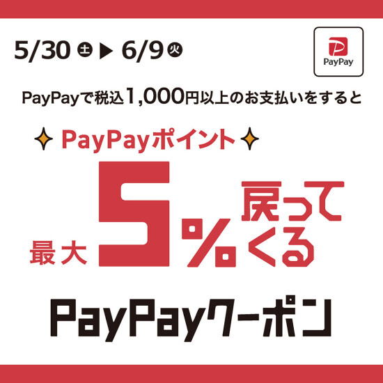 PayPayポイント最大５％戻ってくる！キャンペーン